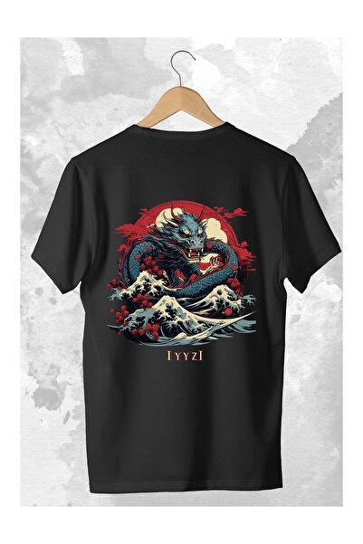 CLASSY.MODA Unisex Μαύρο μπλουζάκι με στάμπα oversize Streetwear Άνετη εφαρμο...