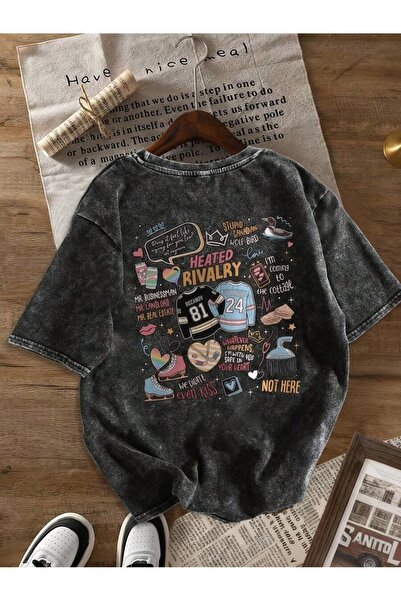 CLASSY.MODA Unisex Μαύρο μπλουζάκι με στάμπα oversize Streetwear Άνετη εφαρμο...