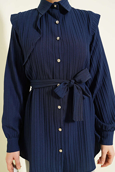 Lavanta Tekstil Πουκάμισο με ανάγλυφα πέτρινα κουμπιά