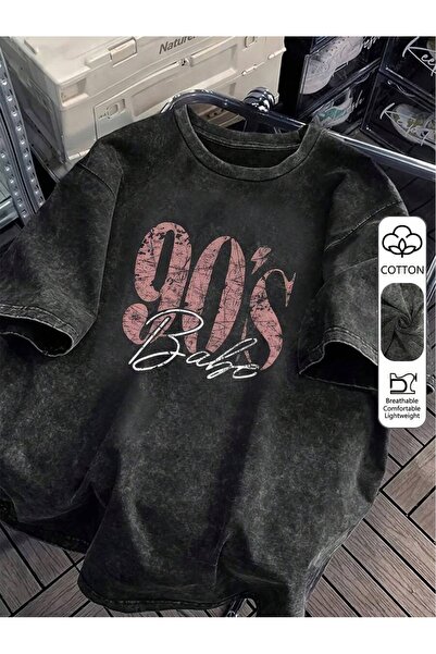 CLASSY.MODA Unisex Μαύρο μπλουζάκι με στάμπα oversize Streetwear Άνετη εφαρμο...