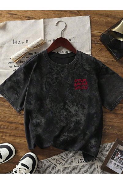 CLASSY.MODA Unisex Μαύρο μπλουζάκι με στάμπα oversize Streetwear Άνετη εφαρμο...