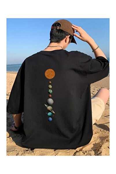 CLASSY.MODA Unisex Μαύρο μπλουζάκι με στάμπα oversize Streetwear Άνετη εφαρμο...