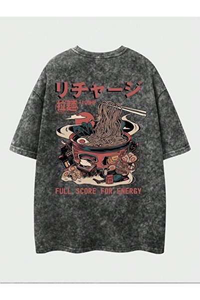 CLASSY.MODA Unisex Μαύρο μπλουζάκι με στάμπα oversize Streetwear Άνετη εφαρμο...