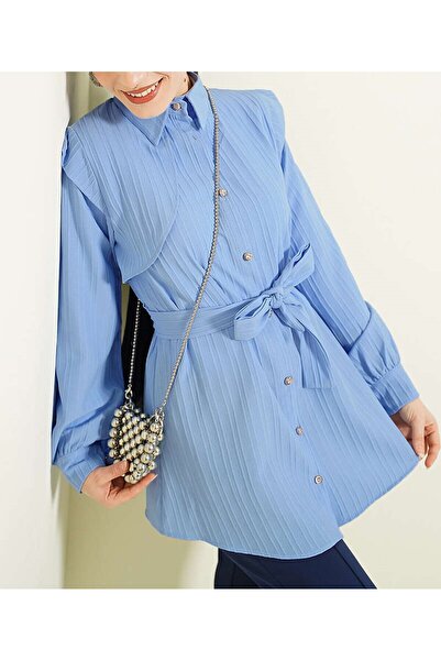 Lavanta Tekstil Πουκάμισο με ανάγλυφα πέτρινα κουμπιά