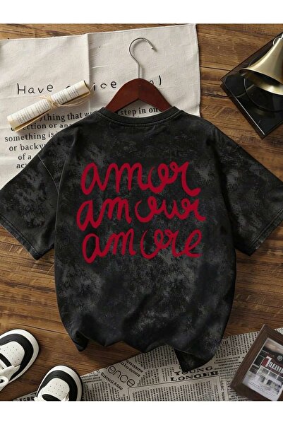 CLASSY.MODA Unisex Μαύρο μπλουζάκι με στάμπα oversize Streetwear Άνετη εφαρμο...