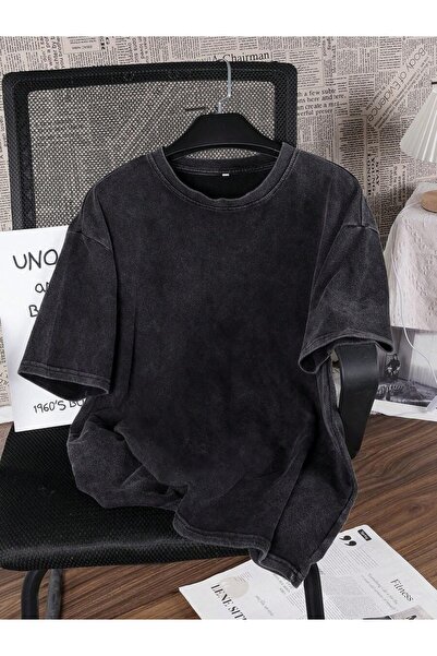 CLASSY.MODA Unisex Μαύρο μπλουζάκι με στάμπα oversize Streetwear Άνετη εφαρμο...