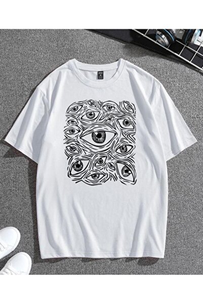 Vordevia Βαμβακερό μπλουζάκι oversize με στάμπα μάτια