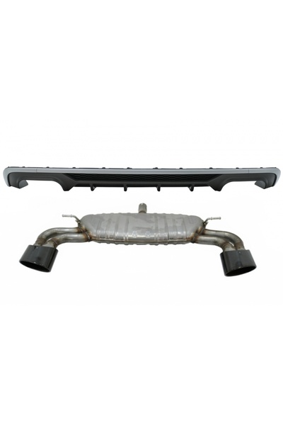 tuningset Πίσω διαχύτης προφυλακτήρα με σύστημα εξάτμισης, μαύρος, κατάλληλος...