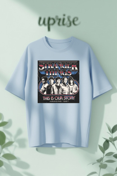 Vordevia Μπλουζάκι Stranger Things Hawkins με στάμπα, βαμβακερό, oversized