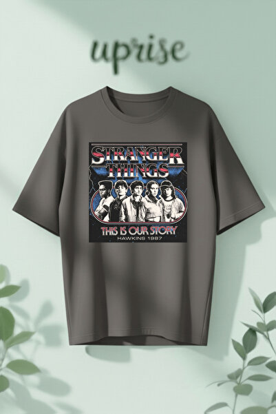 Vordevia Μπλουζάκι Stranger Things Hawkins με στάμπα, βαμβακερό, oversized