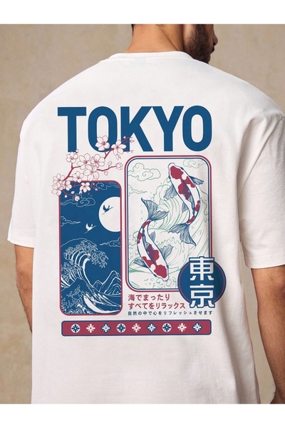 Vordevia Μπλουζάκι από βαμβάκι με στάμπα Τόκιο σε μεγάλο μέγεθος