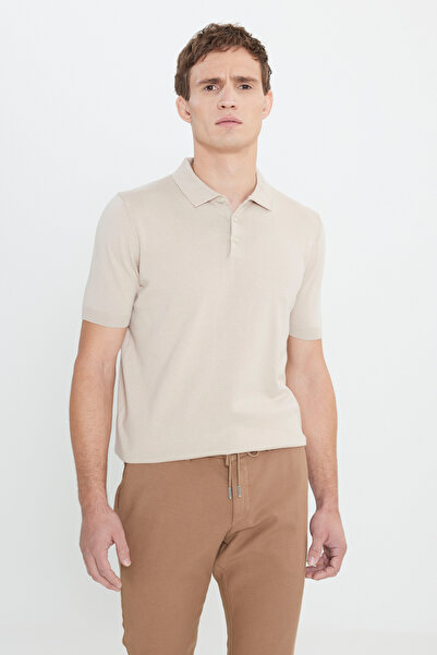 ALTINYILDIZ CLASSICS Ανδρικό μπλουζάκι σε μπεζ χρώμα, 100% βαμβακερό, κανονικ...