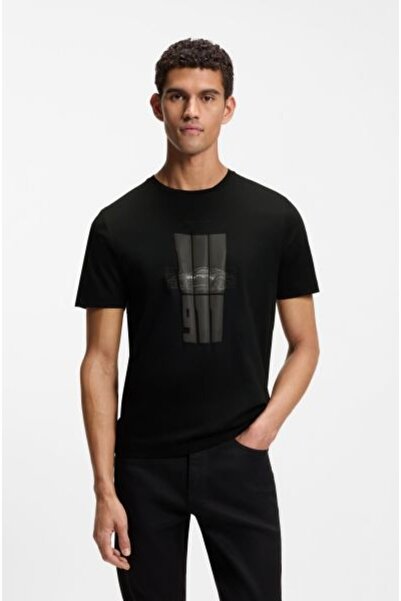 BOSS SİYAH BASKILI ERKEK T-SHIRT