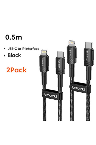 Choice10 كابل توكي أسود بطول 0.5 متر، قطعتان، من نوع USB-C إلى لايتنينج بقدرة...