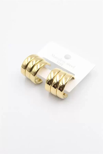 Generic Brand Three slice hoop earrings - gold
