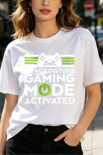Fleck تي شيرتات نسائية بطباعة جرافيك بتصميم Casual Style من Gaming Mode Activ...