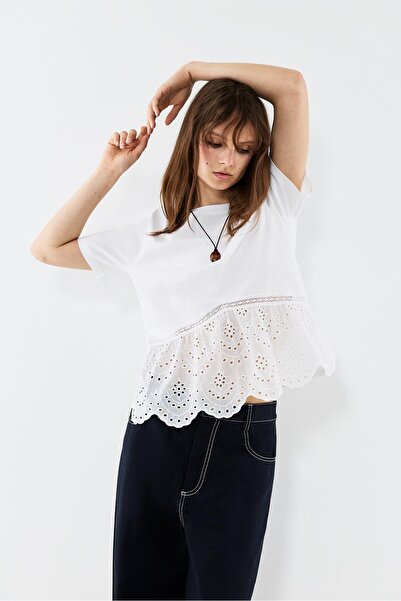 LEFTIES Fisto işlemeli peplum t-shirt