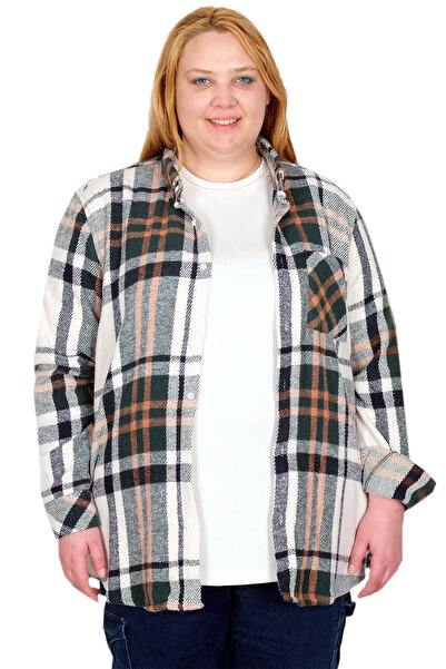 ModeXL Mode XL Real Big Size Γυναικείο Πουκάμισο Ξυλοκόπος 25394 NEFTİ