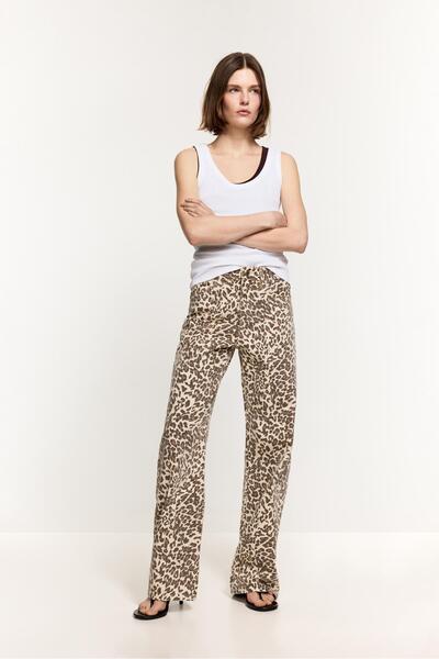LEFTIES Slim wide desenli jean
