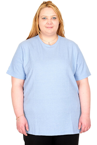 ModeXL Mode XL Real Big Size Γυναικείο T-Shirt με υφή βάφλας 20033 ΜΠΛΕ
