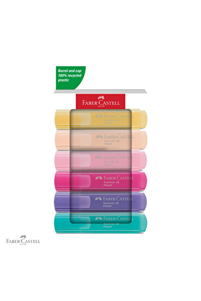 Faber Castell Set de 6 markere textile pastelate Faber-Castell, vârf teșit 1-...