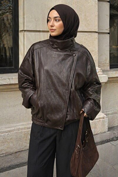 MEECY ΔΕΡΜΑΤΙΝΟ ΜΠΟΥΦΑΝ ΝΕΑΣ ΣΕΖΟΝΑΣ ΜΕ ΨΗΛΟ ΓΙΑΚΑ ΜΟΝΤΕΛΟ ZRA