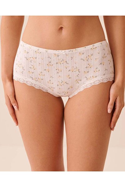 La Vie en Rose Lace Trim Pointelle Boyshort Panty