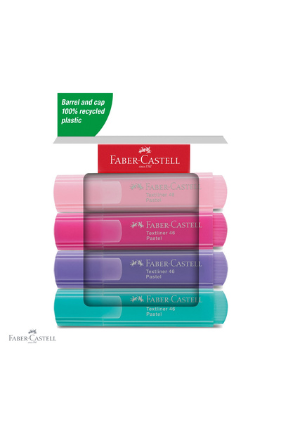Faber Castell Set de 4 evidențiatoare pastelate Faber-Castell 1546, vârf teși...