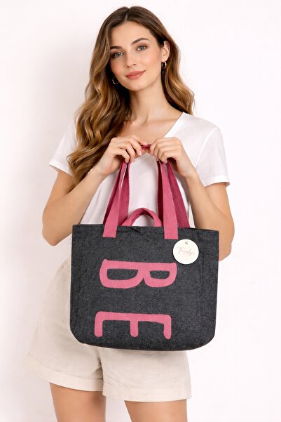 Faralya Life %70 Pamuk %30 Polyester 54*40-60cm uzun sap, 30 cm kısa sap Çift Saplı Baskılı Plaj ve Omuz Çantası – Çok Amaçlı & Şık Tasarım