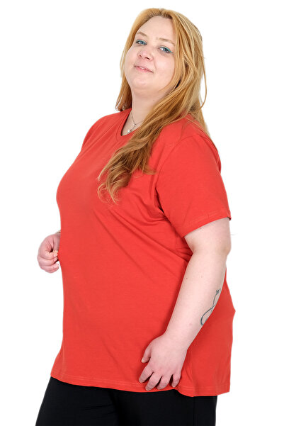 ModeXL Tricou pentru femei Real Plus Size Lycra cu decolteu în V 20150 MERCAN