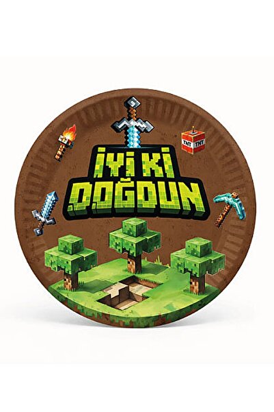 Big Party Πιάτα και ποτήρια από χαρτόνι με θέμα το Pixel για 8 άτομα