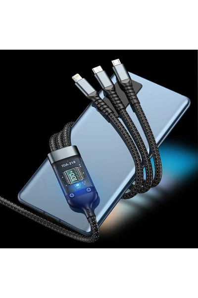 KRETON 3in1 100 Watt 1.2 Metre Lightning Micro Typ-C Halat Örgü Kırılmaz Uç H...