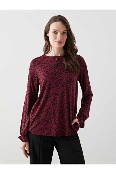 LC Waikiki Lcw Grace Red Crew Neck Patterned Women's Blouse