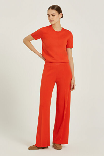 Triko Mısırlı Pomegranate Flower Ribbed Detailed Women's Trousers