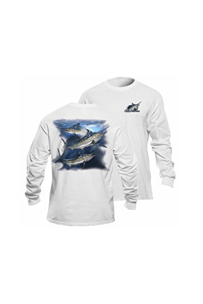 Flying Fisherman Marlin White Long Sleeve Tee M