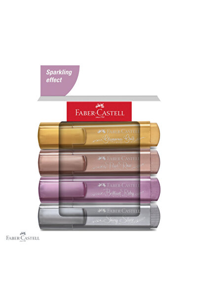 Faber Castell Set de 4 markere metalice Faber-Castell, vârf teșit, cerneală p...