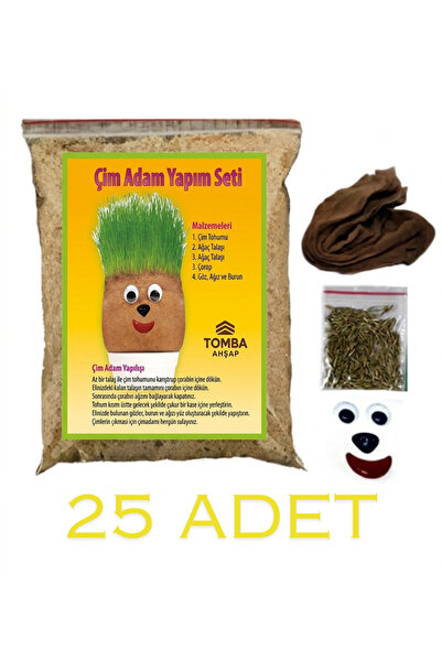 Tomba Ahşap 25 Adet - Çim Adam, Çimlendirme Deneyi, Eğitici Çim Adam Yapım Seti