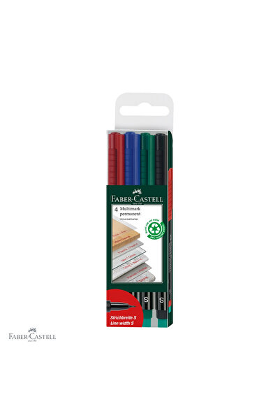 Faber Castell Set de 4 markere permanente Faber-Castell Multimark, vârf super...