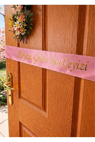lafazan Çeyiz Kurdelesi Kapı İçin Kurdele | 4 cm Gold Gümüş Bride Gelin