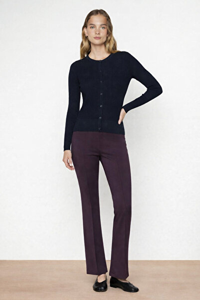 Triko Mısırlı Bitter Brown Wide Leg Cropped Women's Trousers
