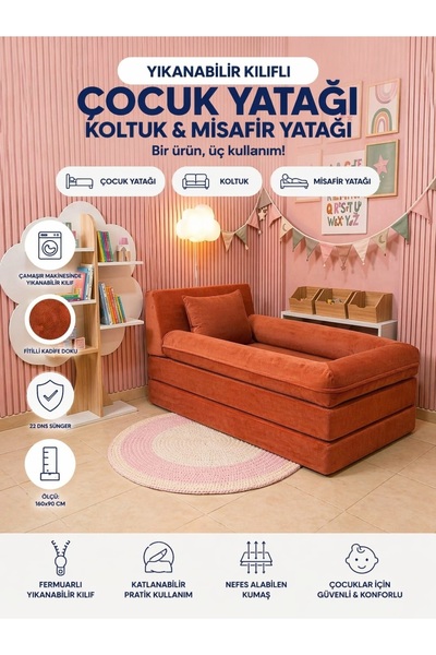 COLORMİX Katlanabilir Çok Amaçlı Sünger Koltuk Yatak 3'ü 1 Arada Koltuk Çocuk...