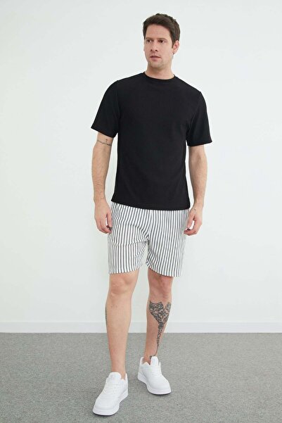 Fulla Moda Ριγέ σορτς με ελαστική μέση