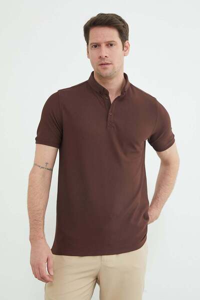 Fulla Moda Tricou normal din țesătură otomană cu guler polo