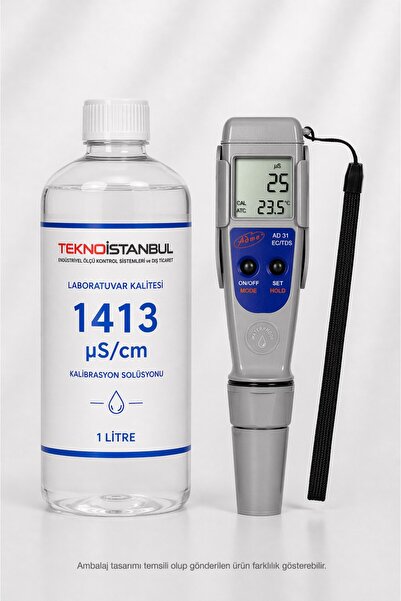 Adwa AD31 EC/TDS Metre İletkenlik Ölçer + 1413 µS/cm 1 Litre Kalibrasyon Solü...