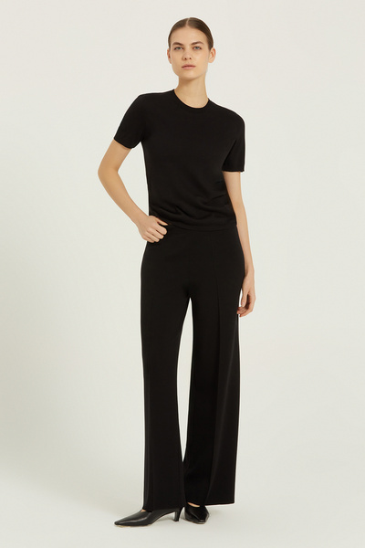 Triko Mısırlı Black Ribbed Detailed Women's Trousers