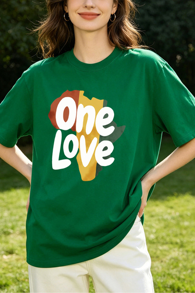 Fleck تي شيرت نسائي بطبعة One Love Africa بأسلوب كاجوال