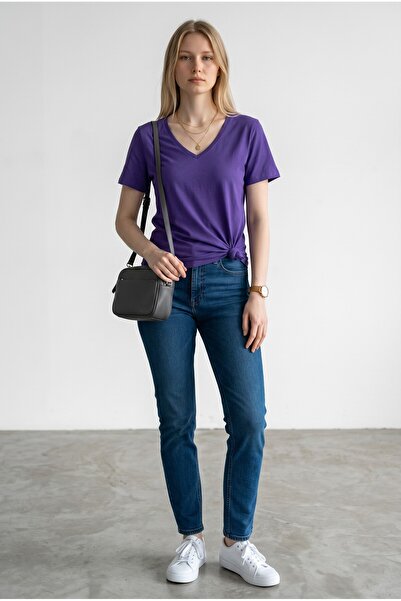 Altamira Γυναικείο μωβ κανονικό μπλουζάκι με λαιμόκοψη V