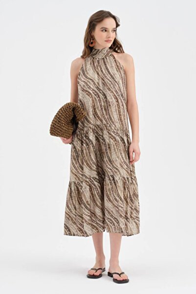 tw3 Women's Patterned Design Long Dress with Lined Interior