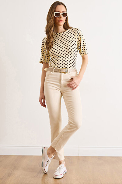 Olalook Γυναικείο Κρεμ Ψηλόμεσο Skinny Τζιν JEA-19000120