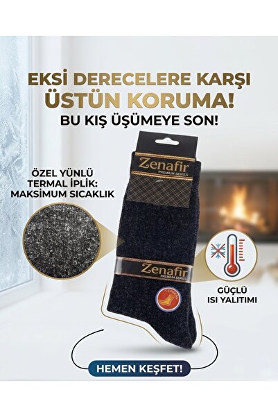 Premium Series Unisex Siyah Termal Çorap - Özel Örgü Sıcak Tutan Kışlık Termal Çorap